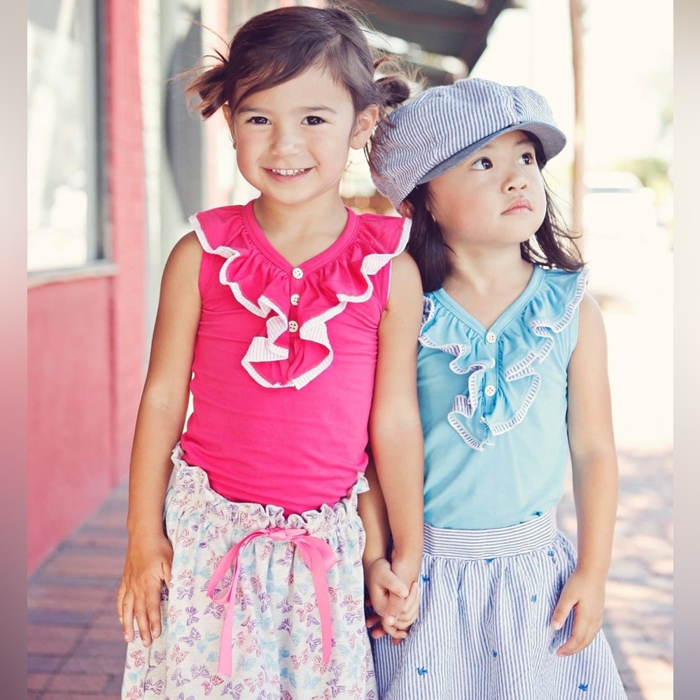 Girls Fore N Birdie Ruffle Seersucker Tank